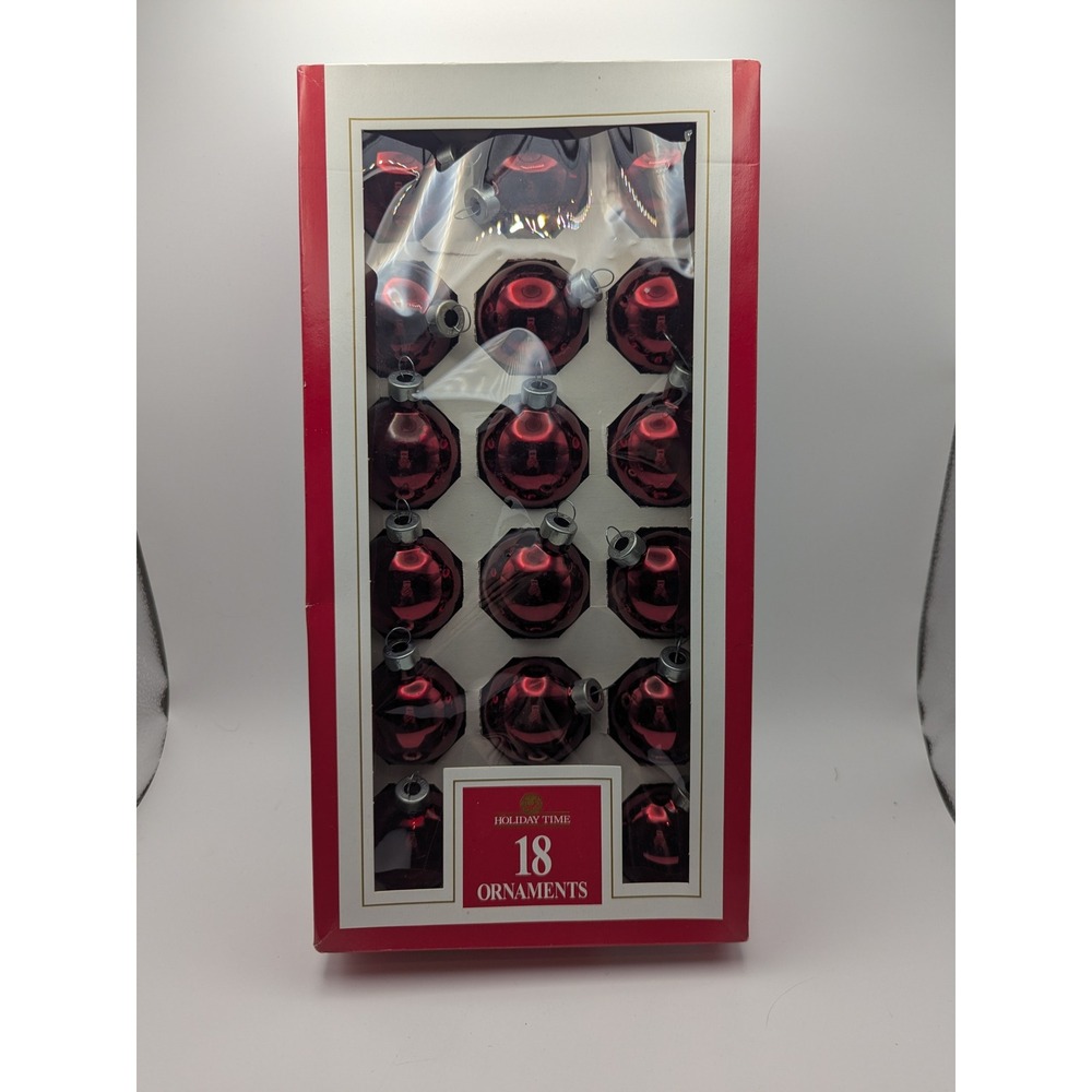 Vtg Rauch Holiday Time 18 Red Shiny‎ Glass Christmas Ornaments Made in USA 2"